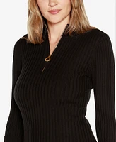 Belldini Black Label Women's Ribbed Quarter-Zip Sweater