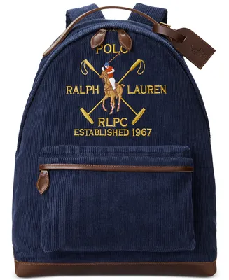 Polo Ralph Lauren Men's Crest Leather-Trim Corduroy Backpack