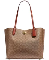 Coach Signature Coated Canvas Willow Tote with Interior Zip Pocket