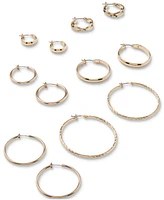 Anne Klein Gold-tone Textured Hoop Earrings, .86"