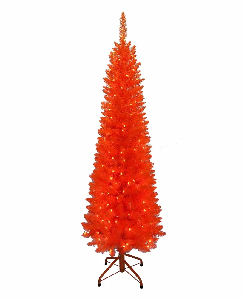 Kurt Adler 5' Pre-Lit Orange Slim Tree