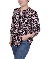 Ny Collection Petite Pin tuck Front Top with Chain Details