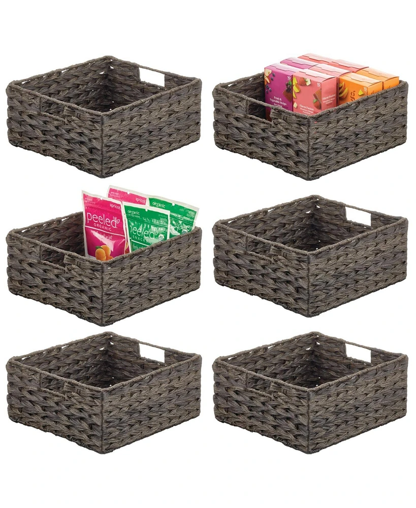 mDesign Woven Farmhouse Pantry Food Storage Bin Basket Box, - 6 Pack