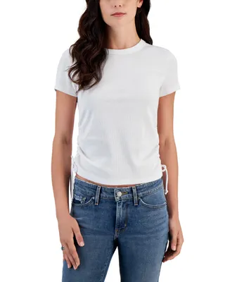 Rebellious One Juniors' Side-Ruched Ribbed T-Shirt