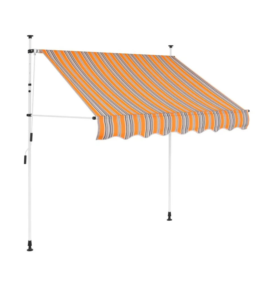 vidaXL Manual Retractable Awning 39.4" and Blue Stripes