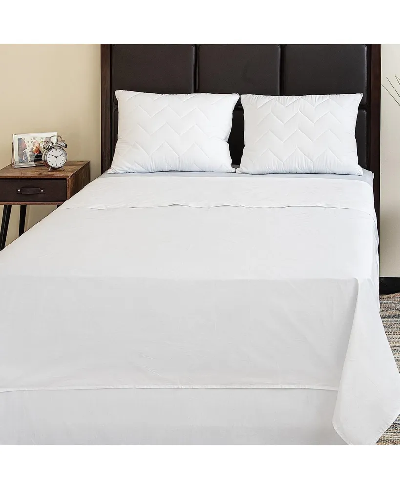 Superity Linen Superity 100% Cotton Flat Sheet White Queen