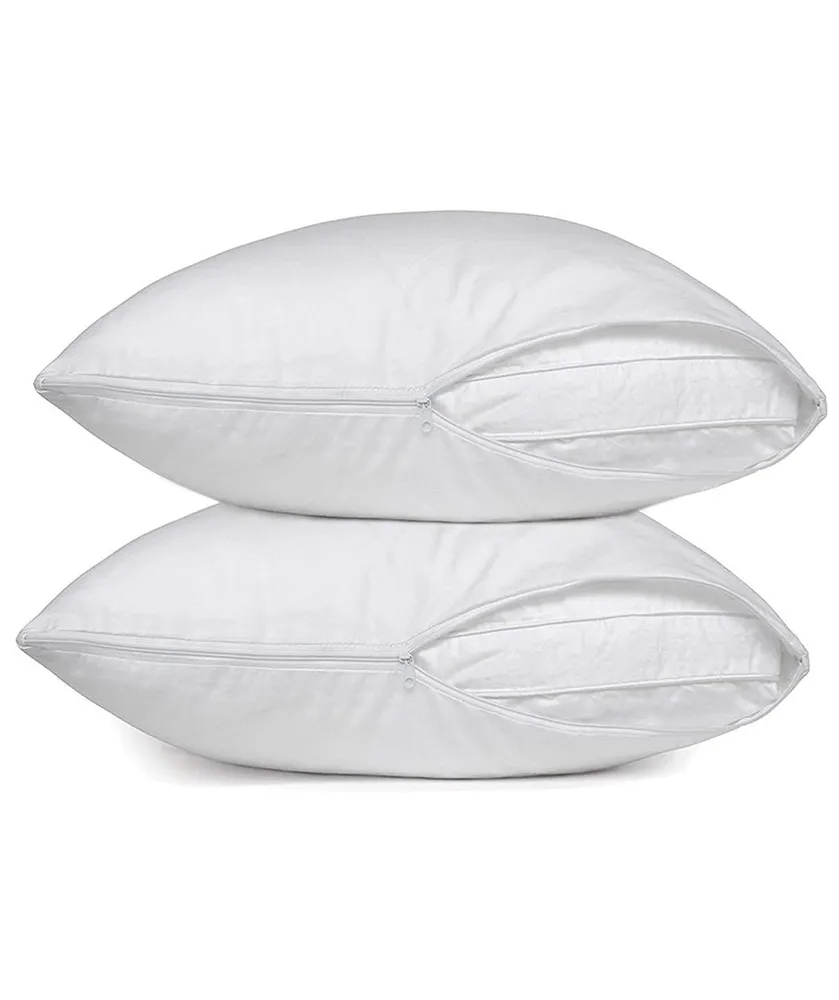 Circles Home Cotton Polyester and Cotton Blend Sateen White Zippered Pillow Protector Queen Set of 2