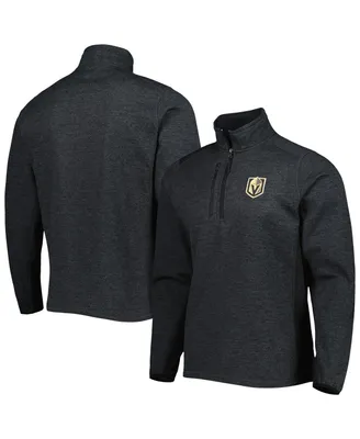 Men's Antigua Heathered Black Vegas Golden Knights Course Quarter-Zip Jacket