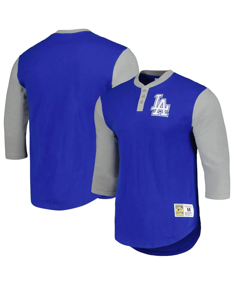 Men's Mitchell & Ness Royal Los Angeles Dodgers Cooperstown Collection Legendary Slub Henley 3/4-Sleeve T-shirt