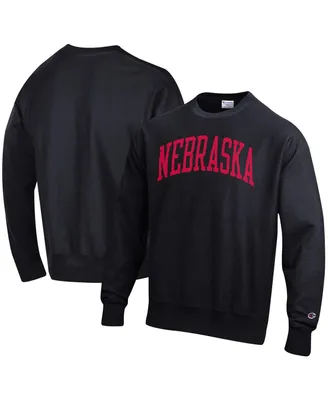 Men's Champion Black Nebraska Huskers Arch Reverse Weave Pullover Sweatshirt