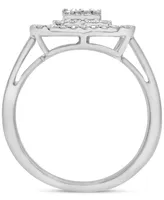 Wrapped in Love Diamond Round & Baguette Square Halo Cluster Ring (1 ct. t.w.) in 14k White Gold, Created for Macy's