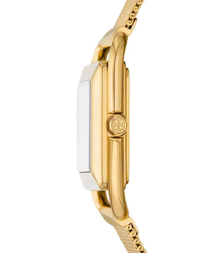 Tory Burch Women's The Miller Square Gold-Tone Stainless Steel Mesh Bracelet Watch 24mm