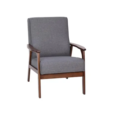 Emma+Oliver Langmore Upholstered Mid-Century Modern Arm Chair With Wood Frame