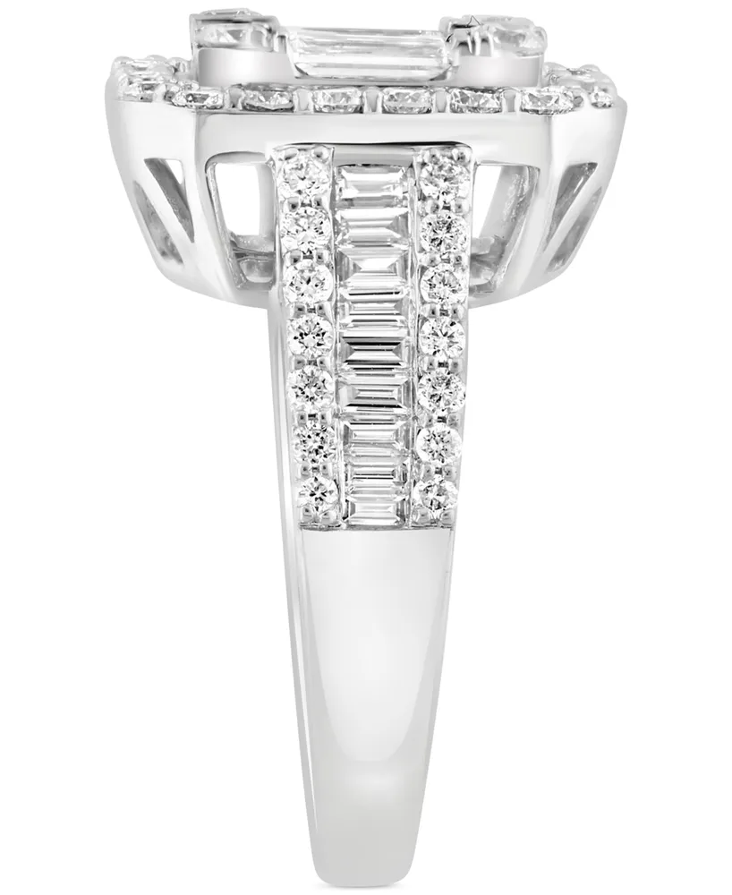 Effy Diamond Emerald Shaped Halo Cluster Engagement Ring (1-7/8 ct. t.w.) in 14k White Gold