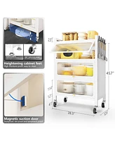 Mega Casa 3 Door Accent Cabinet, 4 Tier Kitchen Organizer Shelf, White