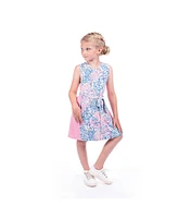 Imoga Collection Little Girls Jessie Sahara Belted Jersey Dress w/Accent Color Side Panels