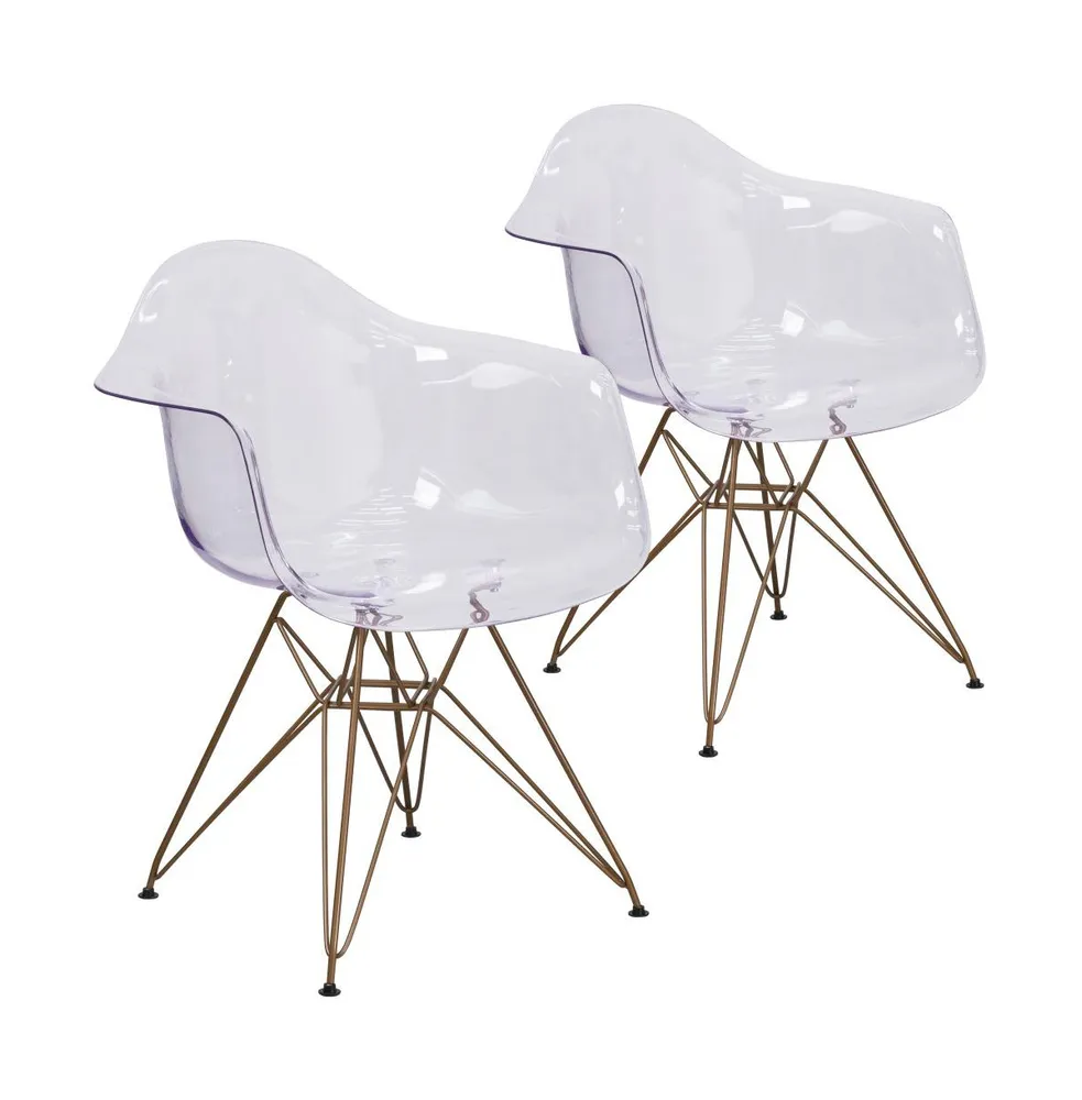 Emma+Oliver 2 Pack Transparent Side Chair With Solid Base