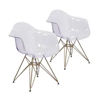 Emma+Oliver 2 Pack Transparent Side Chair With Solid Base