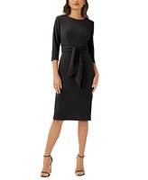 Adrianna Papell Women's Tie-Front 3/4-Sleeve Crepe Knit Dress