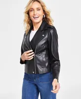 I.n.c. International Concepts Women's Faux-Leather Jacket, Created for Macy's