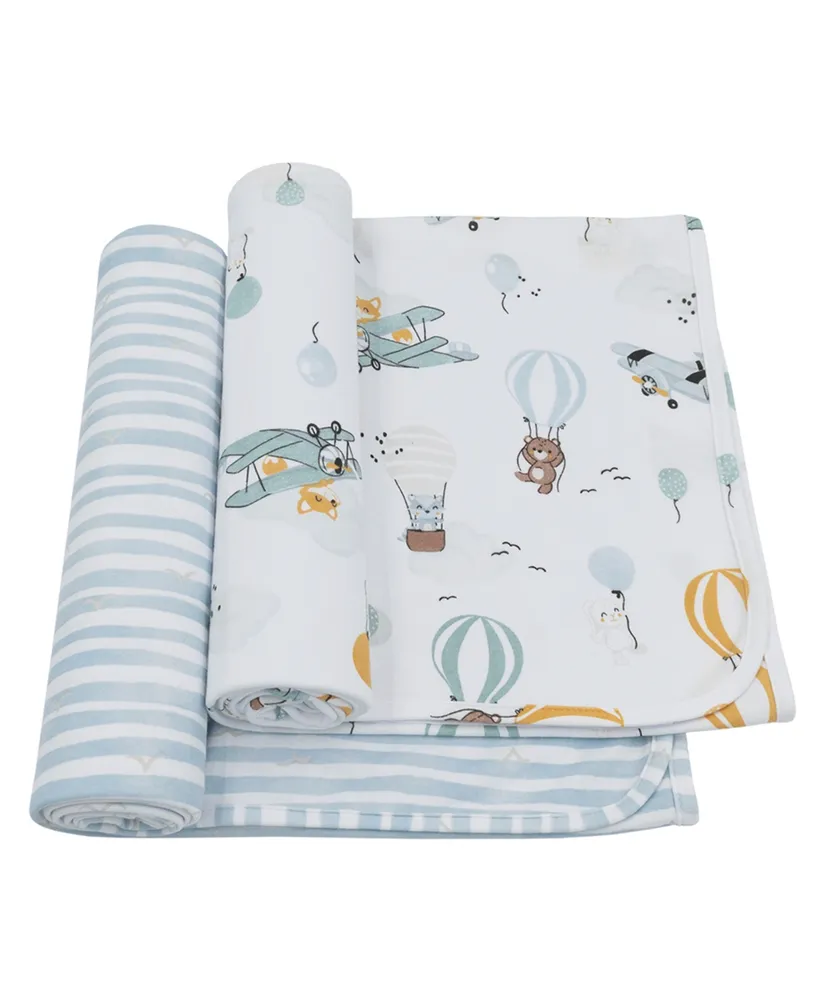 Living Textiles Baby Boys Cotton Jersey Swaddle Blankets, Pack of 2