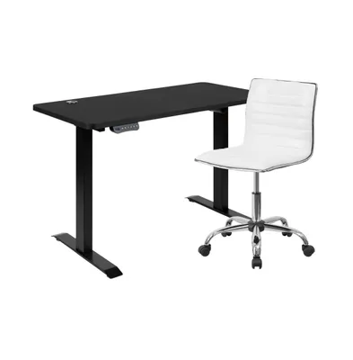 Emma+Oliver 48" Wide Electric Adjustable Standing Desk & Ribbed Office Chair