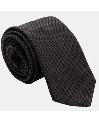 Elizabetta Big & Tall Nero - Extra Long Silk Grenadine Tie for Men