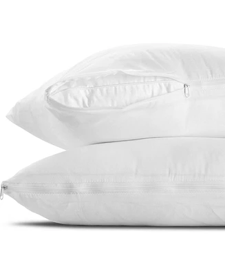 The Grand Poly-Cotton Zippered Pillow Protector - 200 Thread Count - Protects Against Dust, Dirt, and Debris - Queen Size