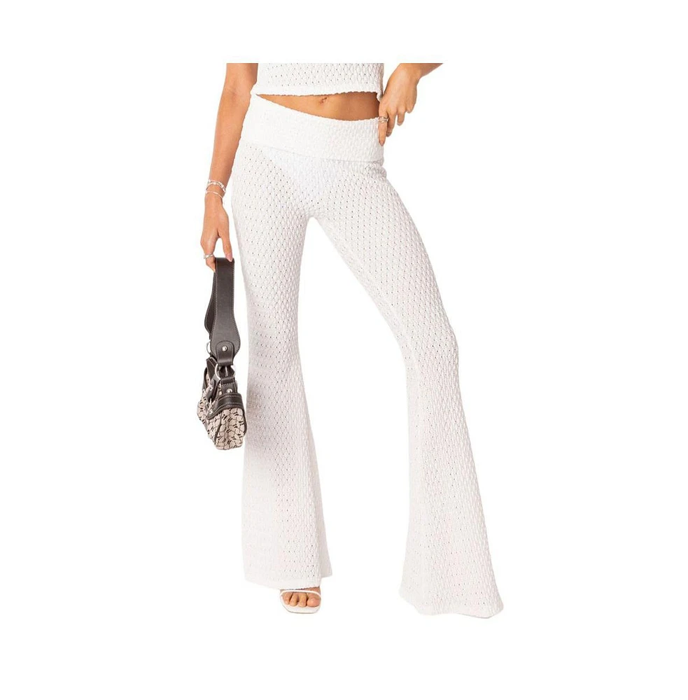 Women's Amalia Textured Knit Fold Over Pants