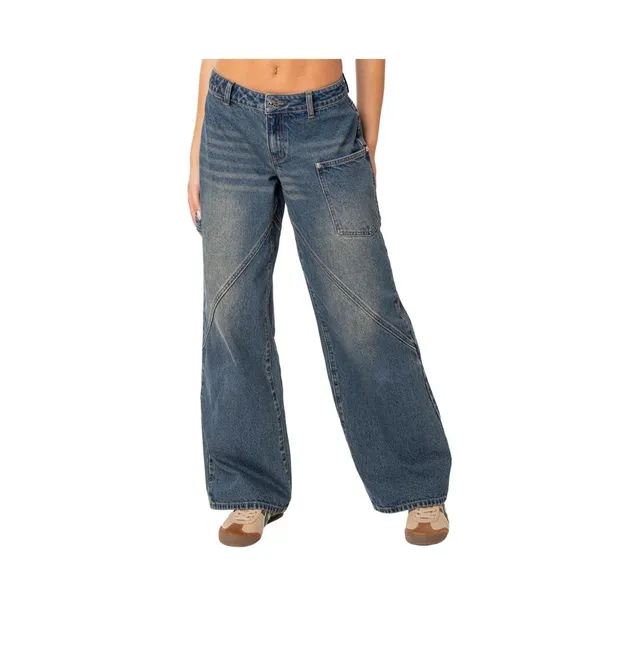 Edikted Women's Serena Low Rise Carpenter Jeans