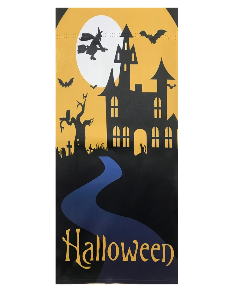 Spooky House Halloween Outdoor House Flag with Bats and Witch, 28" x 40"