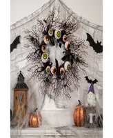 Eyeballs and Spiders Halloween Twig Wreath, 24" Unlit