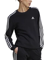 adidas Women's 3-Stripe Cotton Fleece Crewneck Sweatshirt