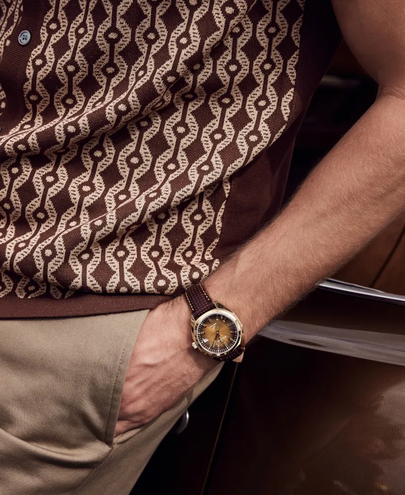 Bulova Men's Classic Jet Star Brown Leather Strap Watch 40mm
