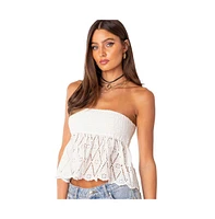 Women's Lacey Cotton Scrunch Tube Top