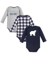 Hudson Baby Boys Cotton Long-Sleeve Bodysuits, Polar Bear, 3-Pack