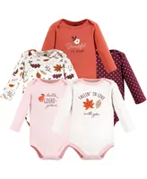 Hudson Baby Girls Cotton Long-Sleeve Bodysuits, Fall