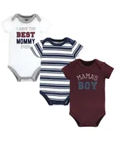 Hudson Baby Baby Boys Cotton Bodysuits, Mamas Boy, 3-Pack