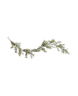 5' x 7" Artificial Christmas Garland with Frosted Foliage and Berries Unlit