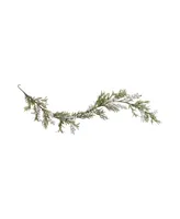 5' x 7" Artificial Christmas Garland with Frosted Foliage and Berries Unlit