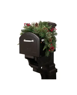 36" Pre-Lit Decorated Pine Cone and Berries Artificial Christmas Mailbox Swag