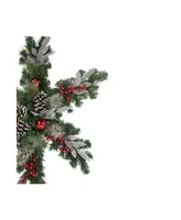 32" Pre-Lit Decorated Frosted Pine Cone and Berries Artificial Christmas Snowflake Wreath