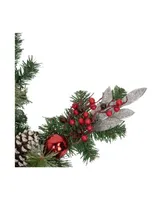 32" Pre-Lit Decorated Frosted Pine Cone and Berries Artificial Christmas Snowflake Wreath