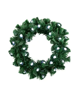 Pre-Lit Color Changing Fiber Optic Artificial Christmas Wreath with Balls 12"