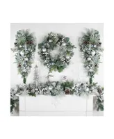 6' Flocked Pine Artificial Christmas Garland with Iridescent Ornaments Unlit