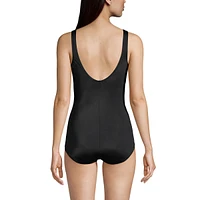 Lands' End Women's Mastectomy Chlorine Resistant Tugless One Piece Swimsuit Soft Cup