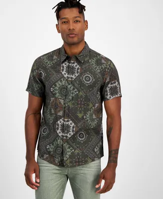 Guess Men's Printed Short-Sleeve Shirt