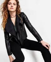 Bar Iii Women's Faux-Leather Flyaway Jacket, Created for Macy's