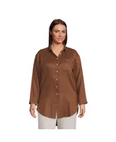 Lands' End Plus Linen Long Sleeve Over d Extra Tunic Top