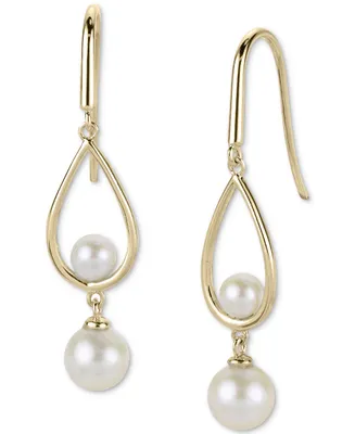 Cultured Freshwater Pearl (4 & 6mm) Teardrop Drop Earrings in 14k Gold-Plated Sterling Silver
